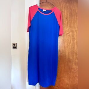 LuLaRoe Casual Blue and Pink Dress